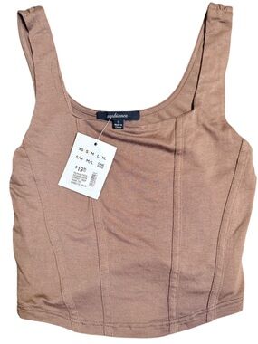 NWT Ambiance Small Mauve-Taupe Ribbed Crop Tank